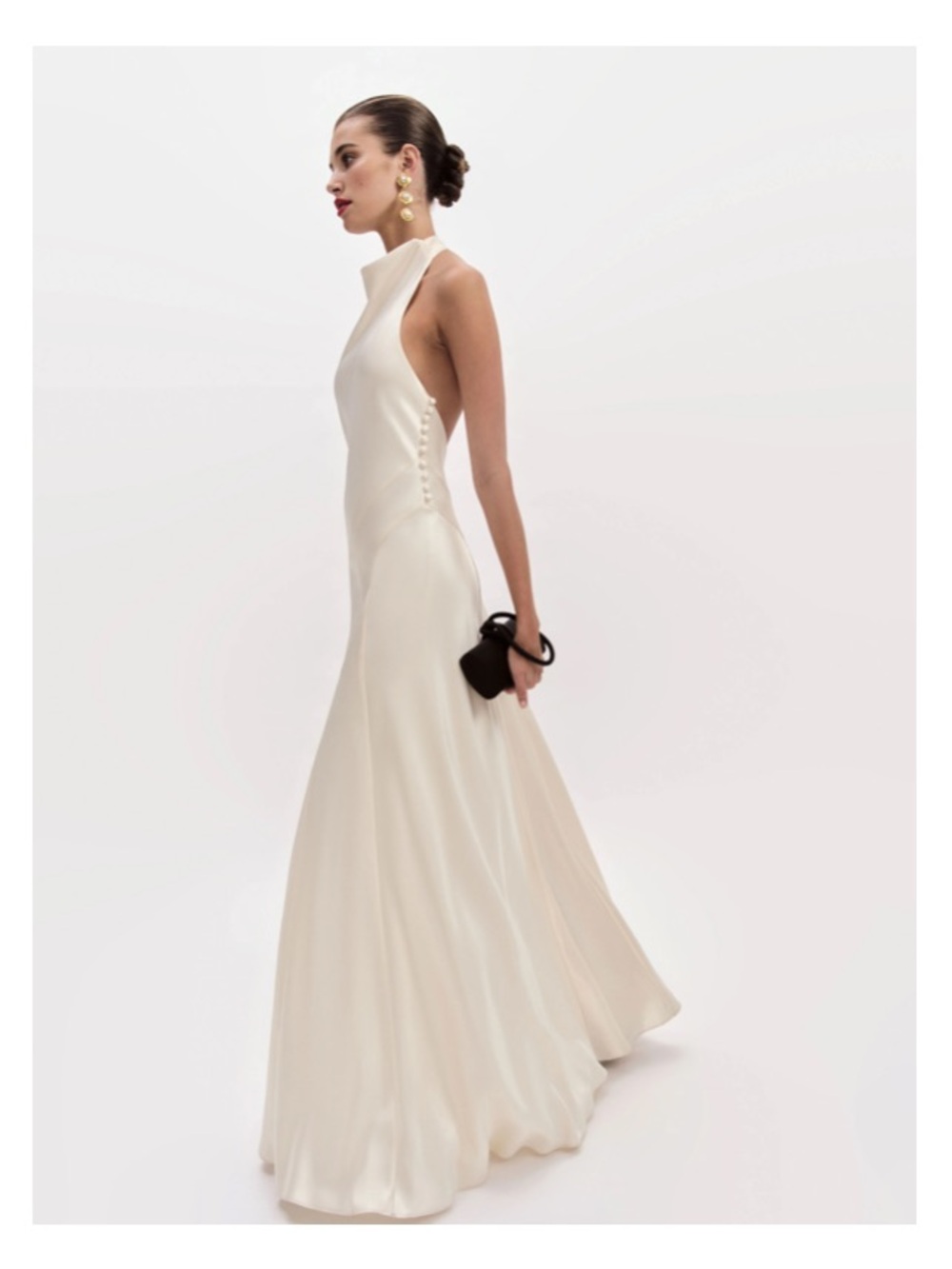 Reformation Roy Satin Dress Elegant Ivory Halter Evening Gown